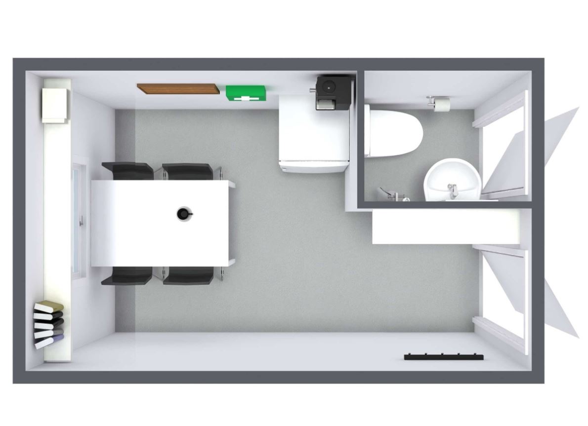 Letthus 4 pers spiserom og toalettrom 2 dører